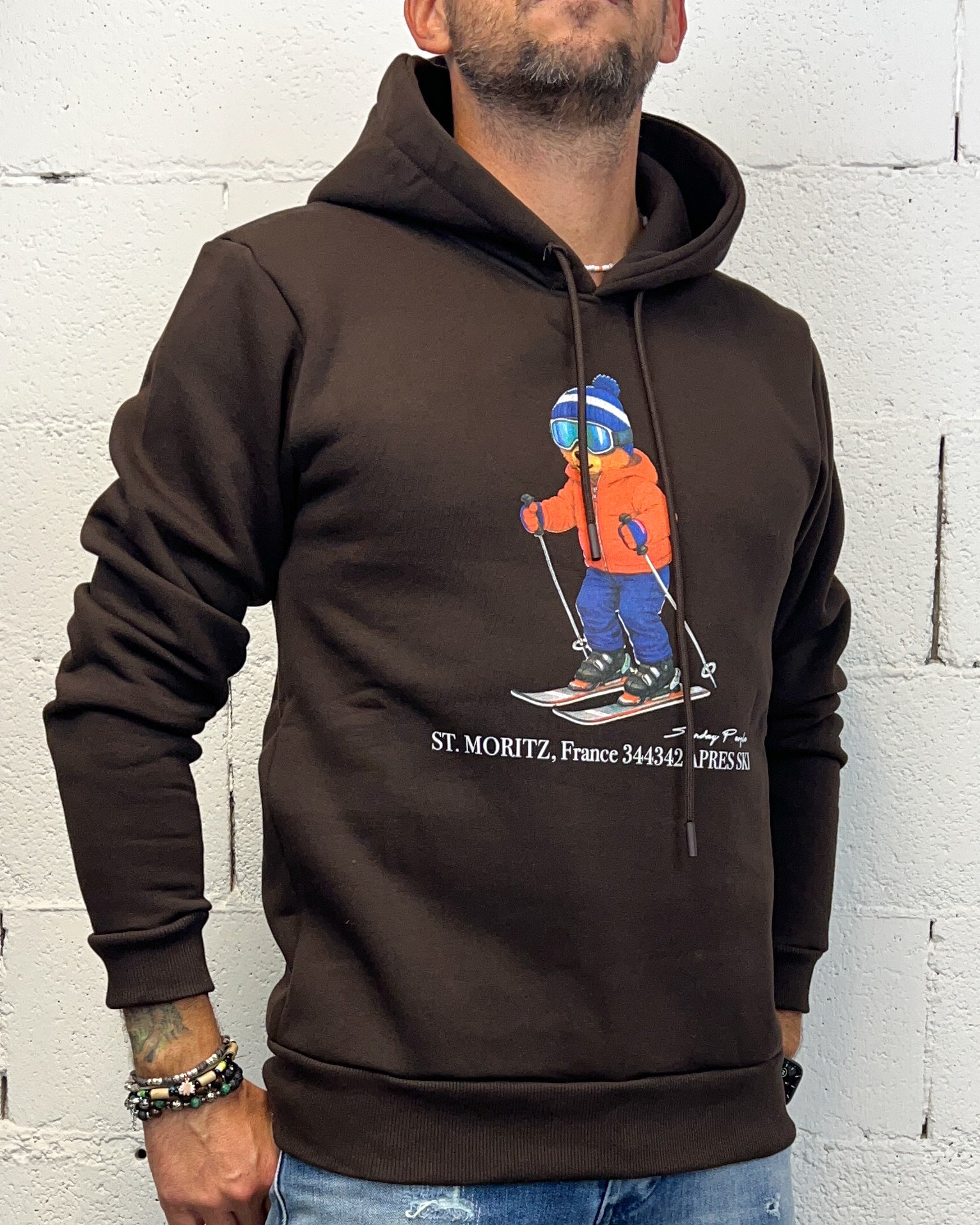 ONLYONE DROPIN St.Moritz Bear felpa moro vestibilità regolare
