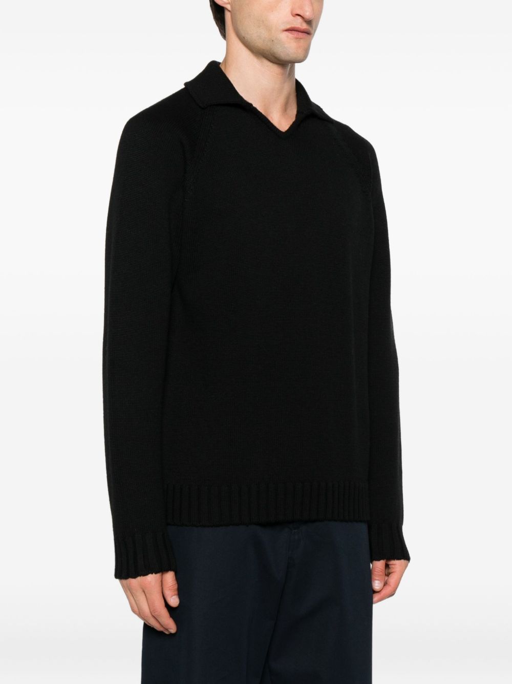 Zanone 810302 maglia polo uomo nera in lana