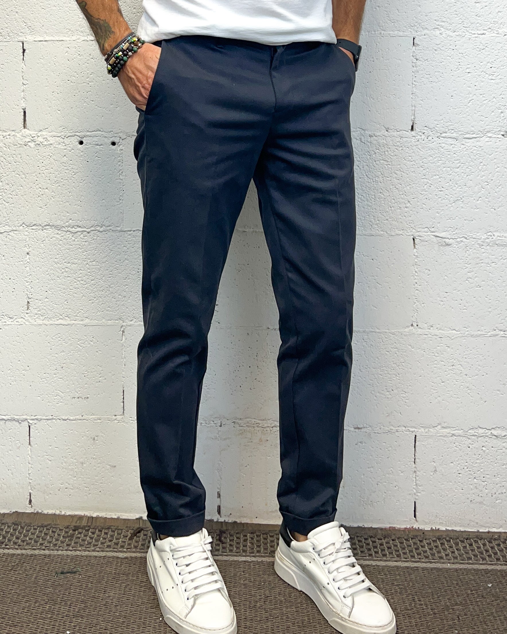 ONLYONE OVER-D Chino Slim Fit blu taglia vera