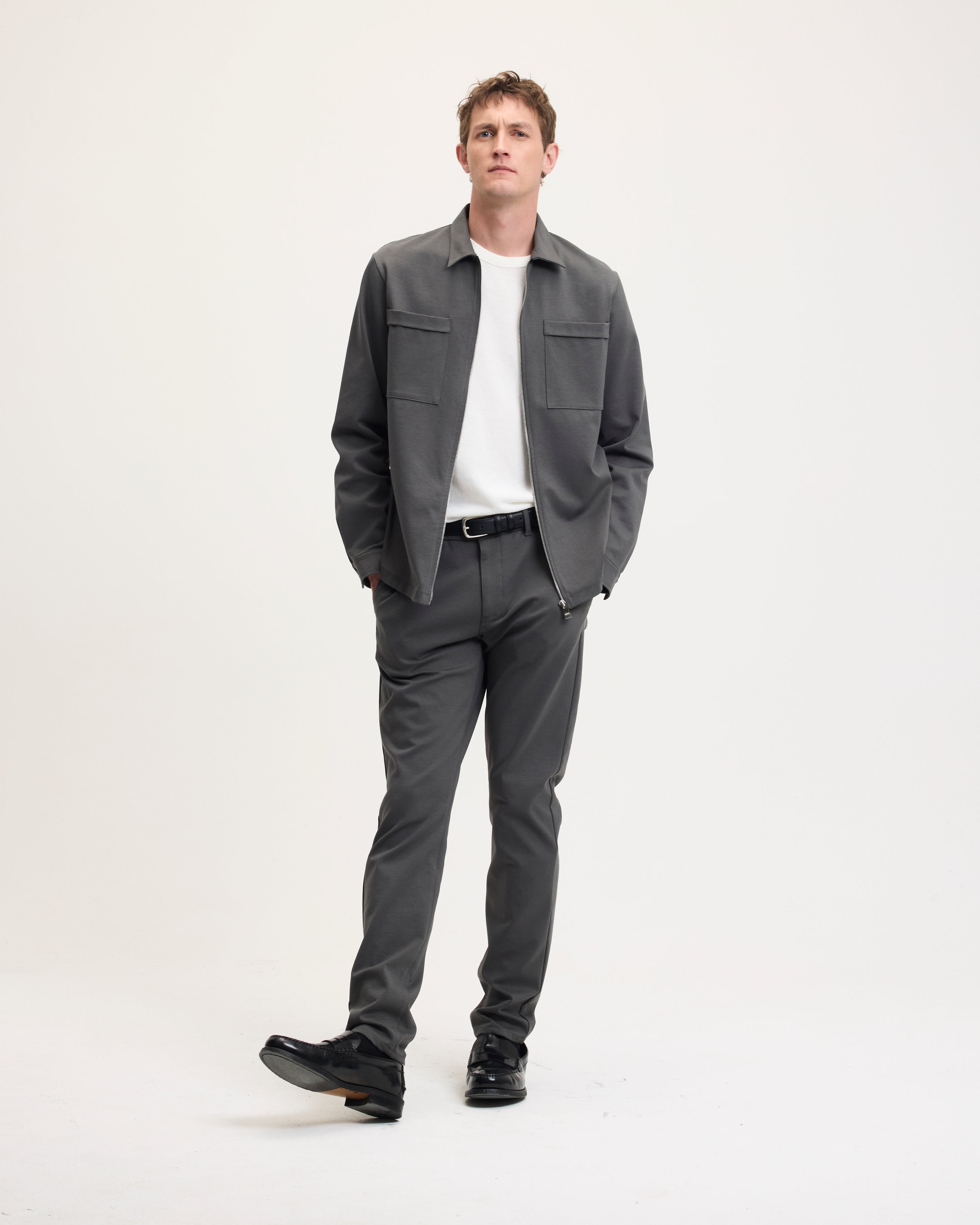 GOODPEOPLE Lavi camicia jersey verde scuro con zip