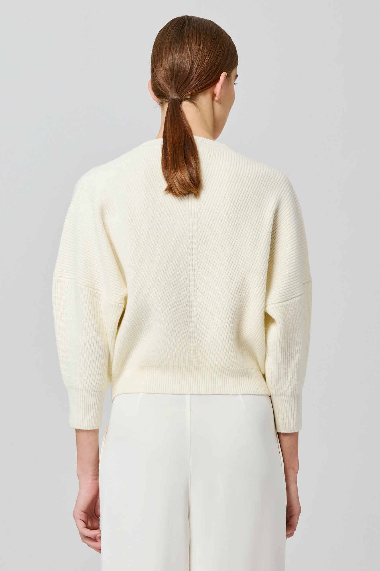 Sa Su Phi maglione 3/4 coste cashmere avorio 38