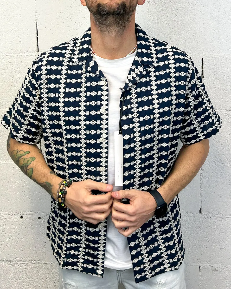 ONLYONE GIANNI LUPO Scollo Bowling maglia lino