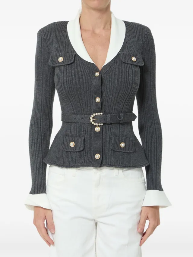 Self-Portrait PF26-131T cardigan grigio coste