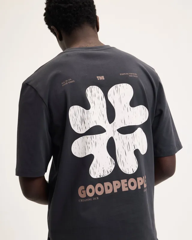 Goodpeople Tex t-shirt cotone antracite stampa fiore