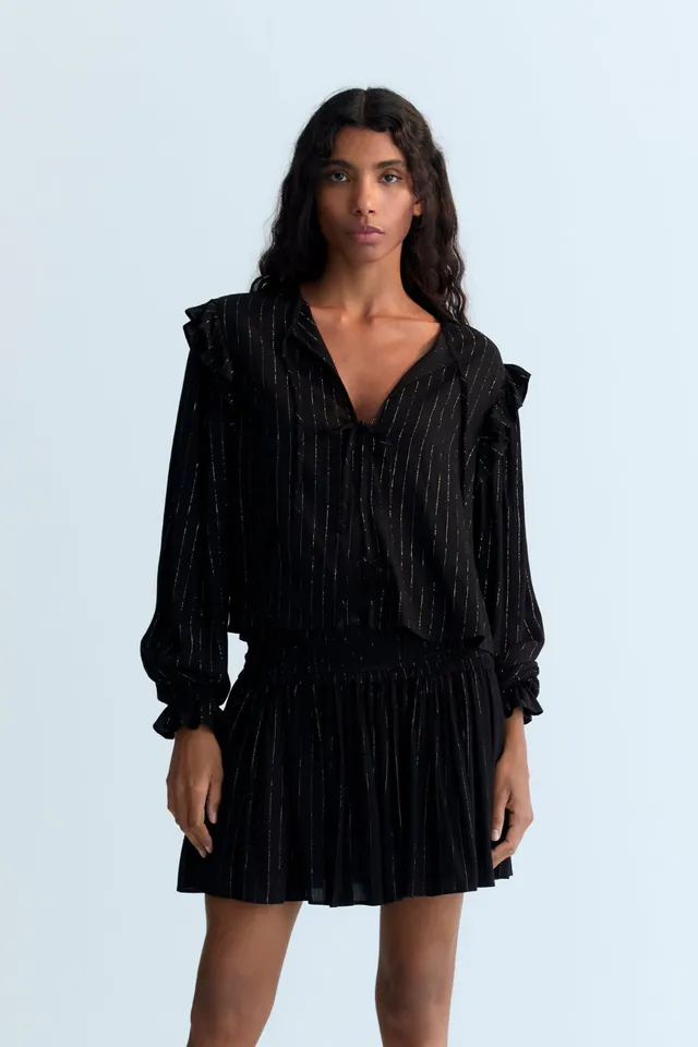 The New Society Lua blusa nera viscosa lurex