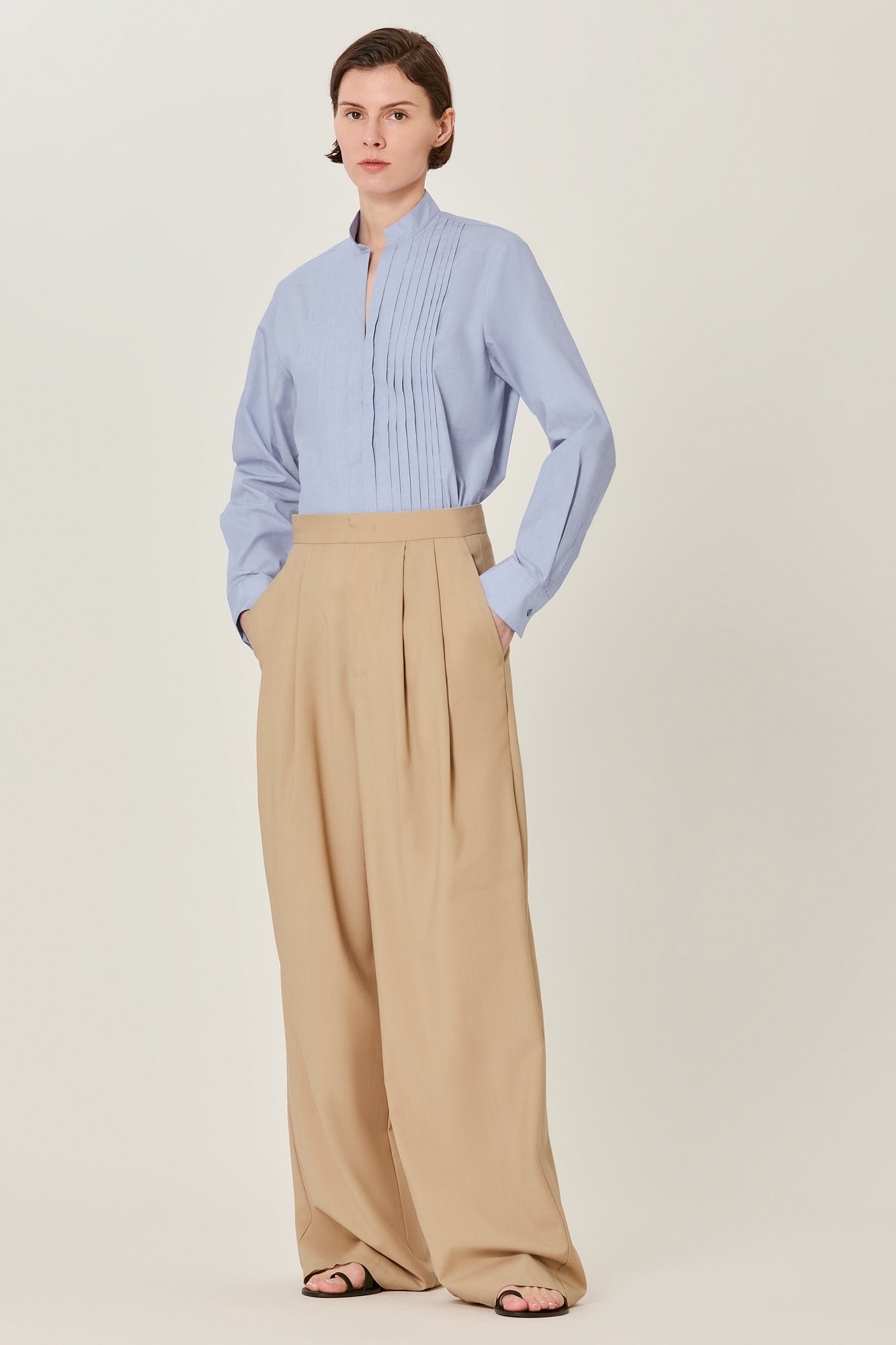 Sa Su Phi Petra camicia smoking cotone azzurra