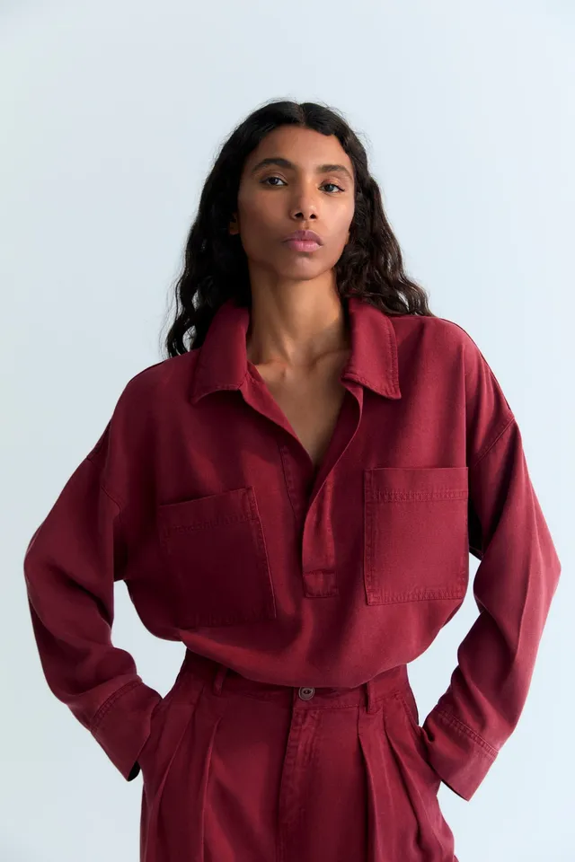 The New Society Tencel camicia donna Plum Fantasy lyocell