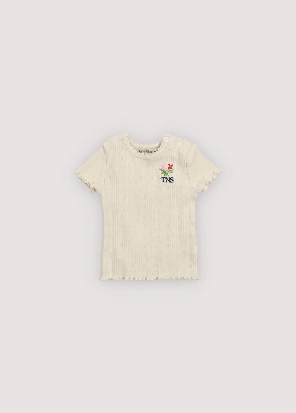 The New Society Romero Baby Tee Ecru maglietta 6 mesi traforata