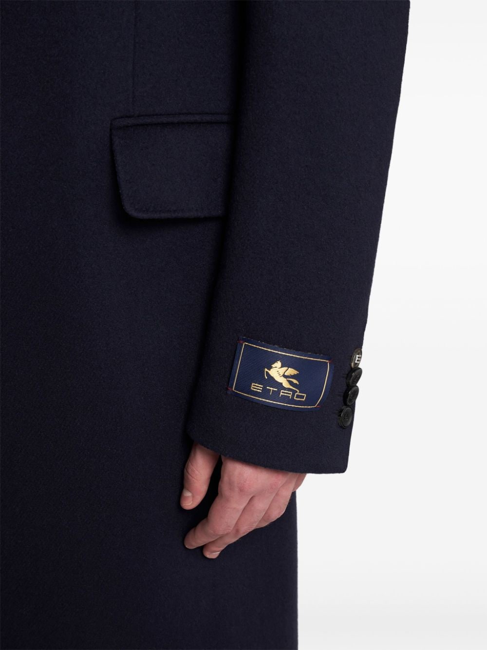 Etro MRAA0013 cappotto cashmere blu navy
