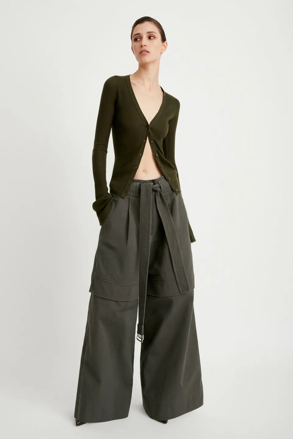 Sa Su Phi Giorgia pantaloni cargo cotone verde militare