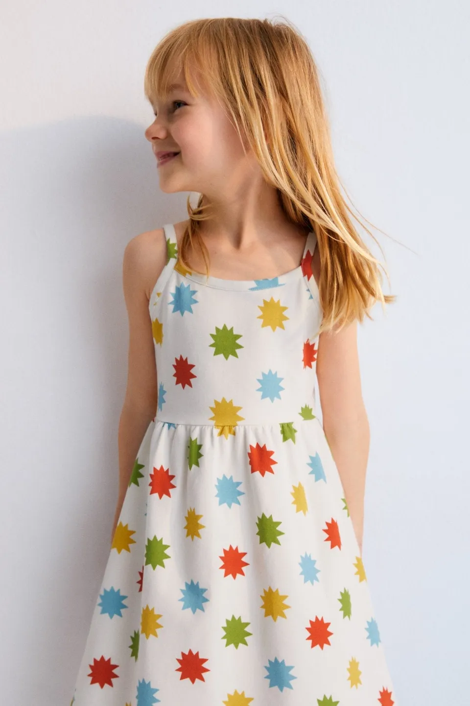 The New Society Anthea vestito jersey stelle bianco bimba