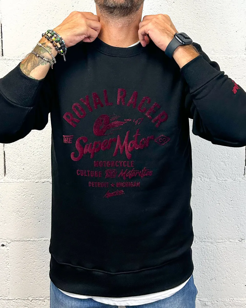 ONLYONE SUPERCULTURE Royal Racer felpa nera vestibilità regolare