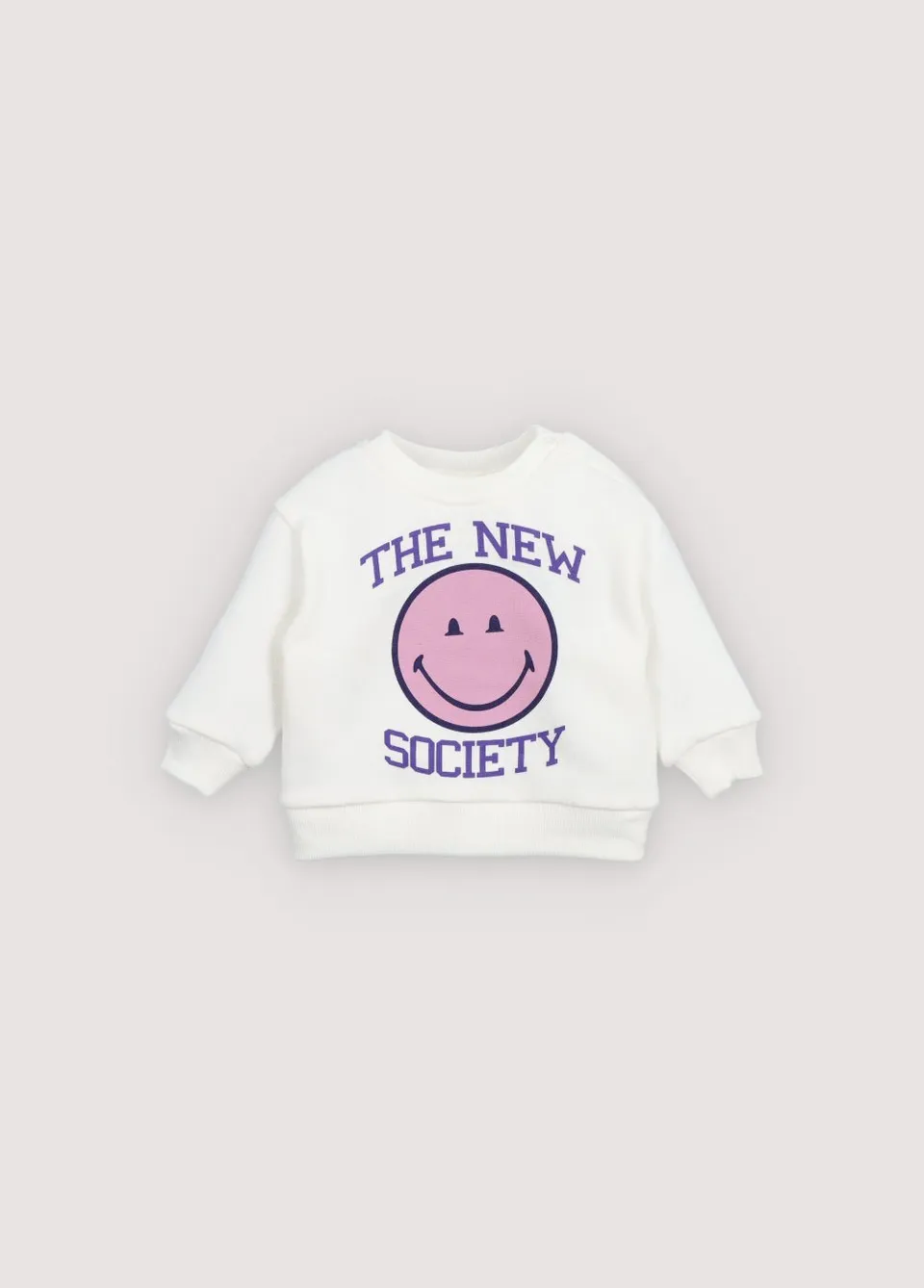 The New Society Smiley felpa neonato bianca cotone bio