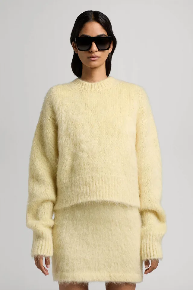Sa Su Phi maglione cropped mohair giallo collo tondo