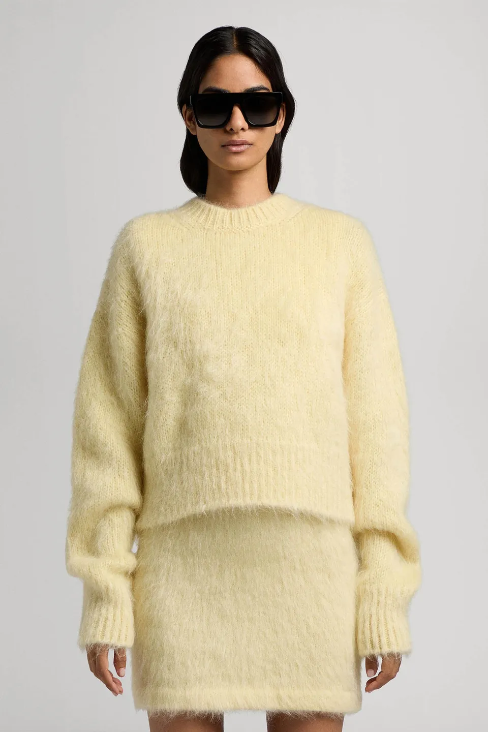 Sa Su Phi maglione cropped mohair giallo collo tondo
