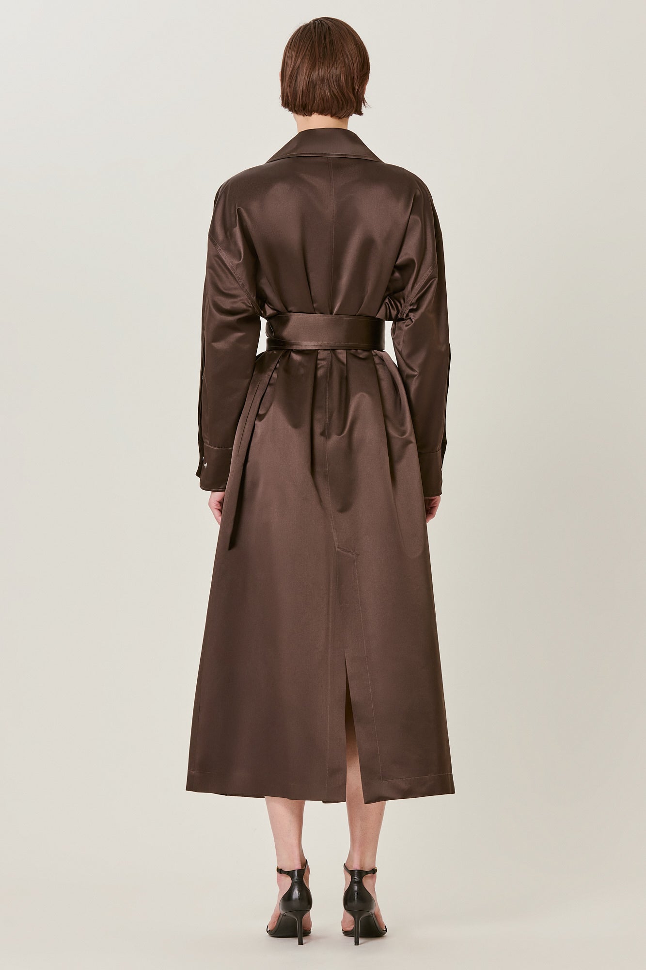 Sa Su Phi Valentina trench in seta marrone cioccolato