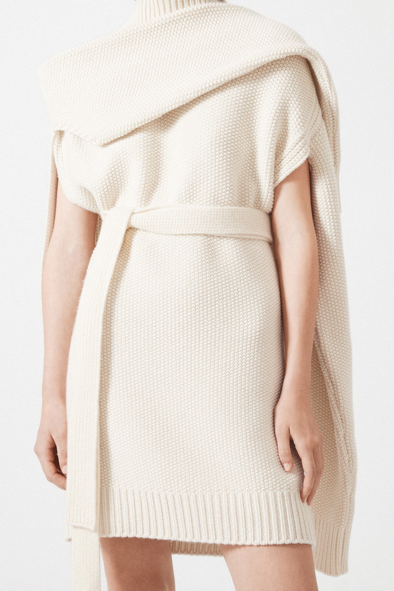 Sa Su Phi Abito Cashmere Collo Alto con Cintura Avorio
