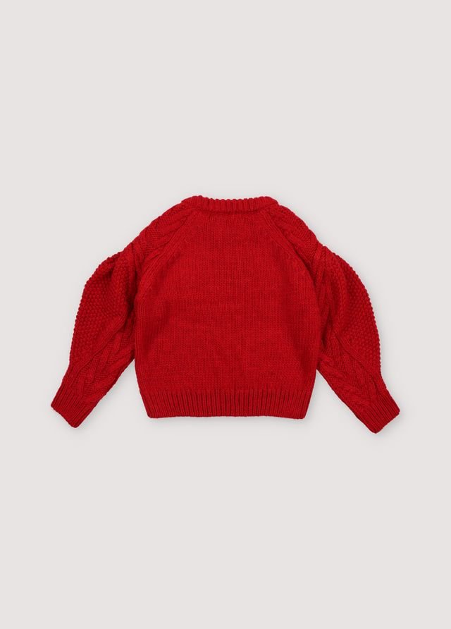 The New Society Tibet Maglione Bambina Rosso Collo Rotondo