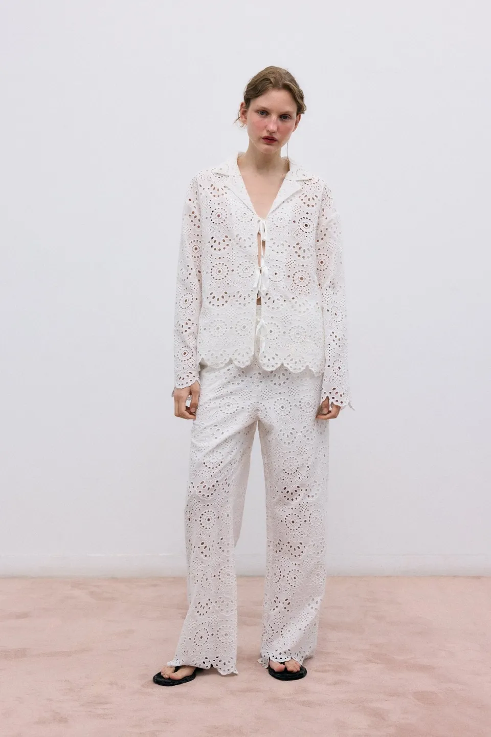 The New Society Jara camicia donna ecru ricamata cotone