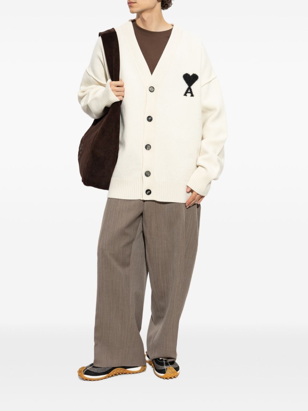 AMI UKC367 018151 cardigan bianco