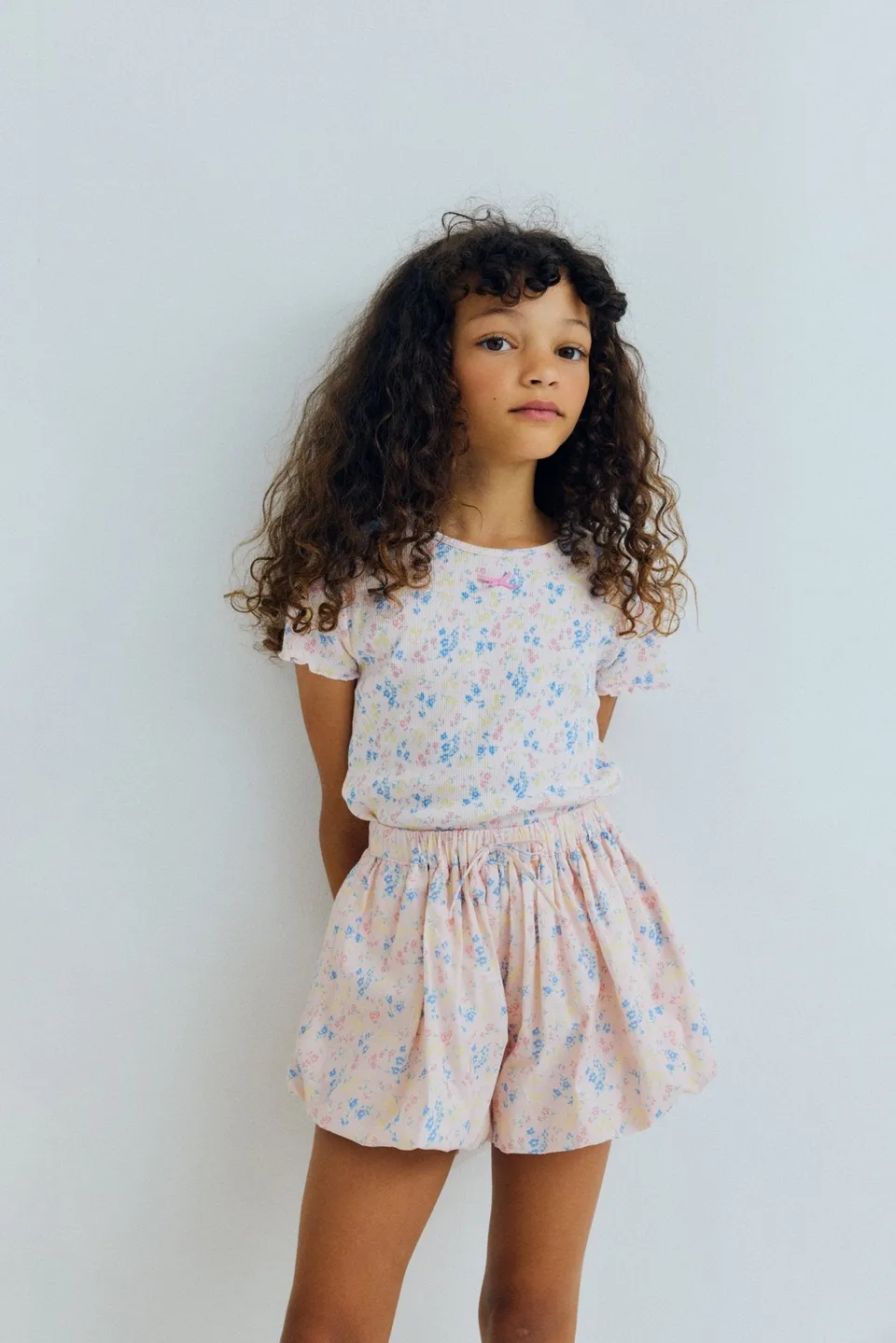 The New Society Sabina maglietta costina fiori bimba