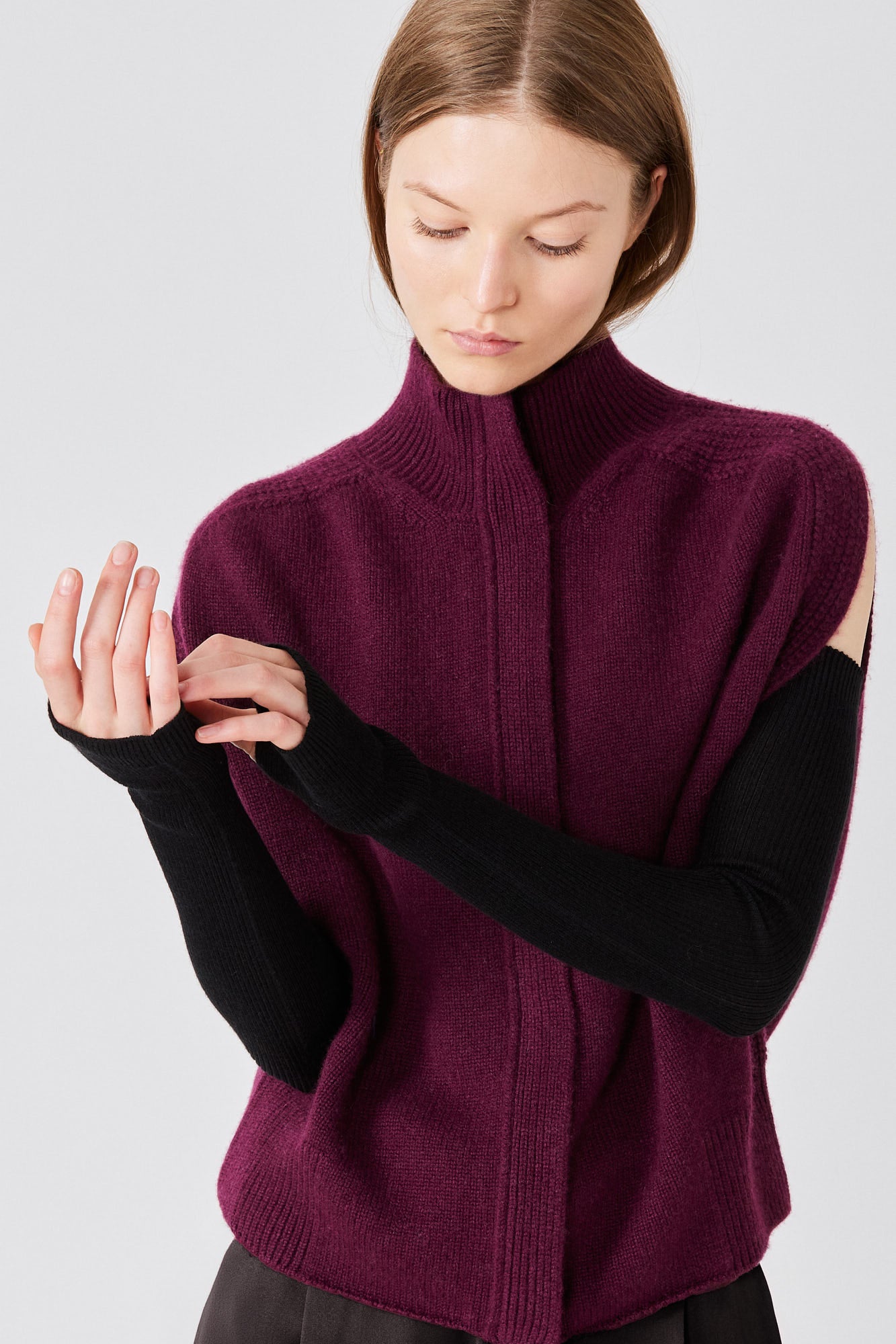 Sa Su Phi Cash Silk guanti lunghi neri cashmere