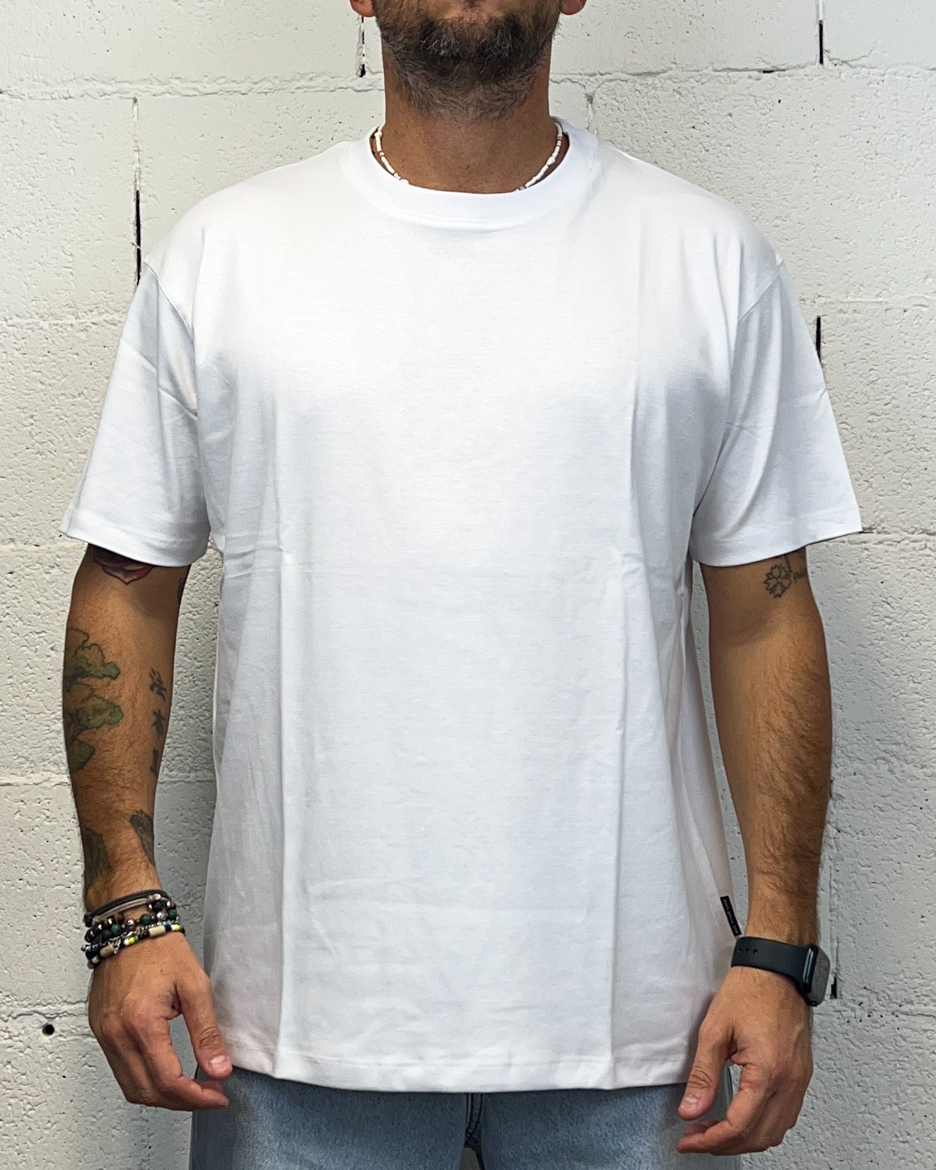 ONLYONE OVER-D t-shirt box fit bianca vestibilità regolare