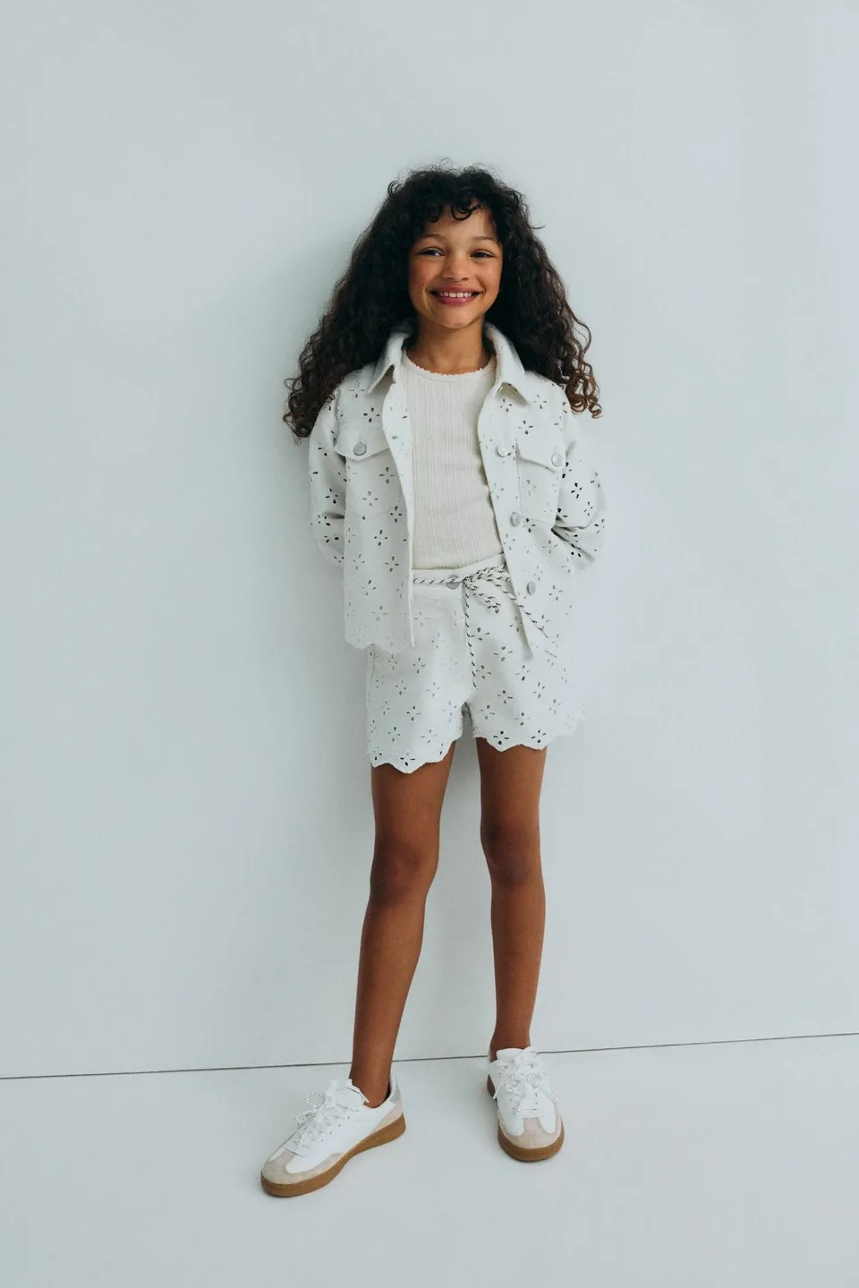 The New Society Camelia giacca bambina denim ricamata