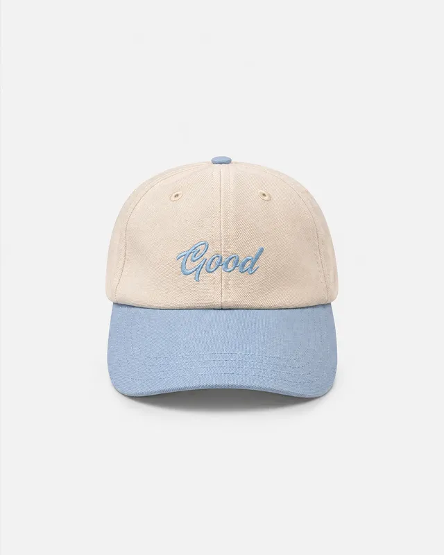 GOODPEOPLE Cap Cappello Cotone Bianco Blu Visiera Curva