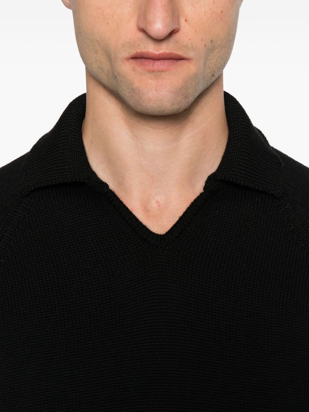 Zanone 810302 maglia polo uomo nera in lana