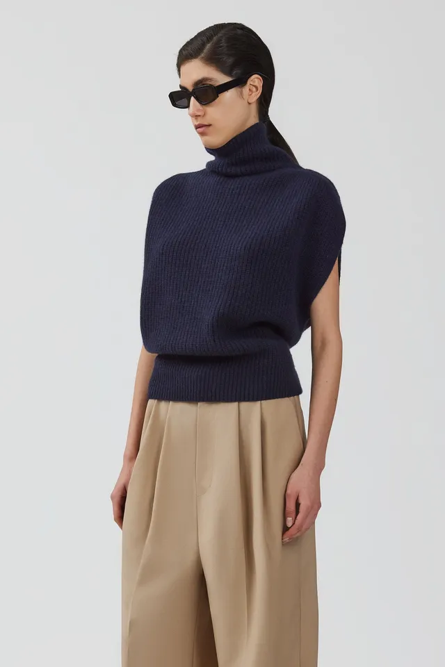 Sa Su Phi gilet dolcevita cashmere avorio smanicato