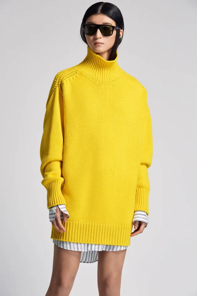 Sa Su Phi Giovanna Abito cashmere collo alto giallo