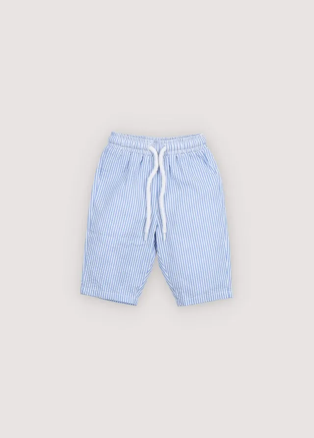 The New Society Almond pantaloni Vista Blue seersucker