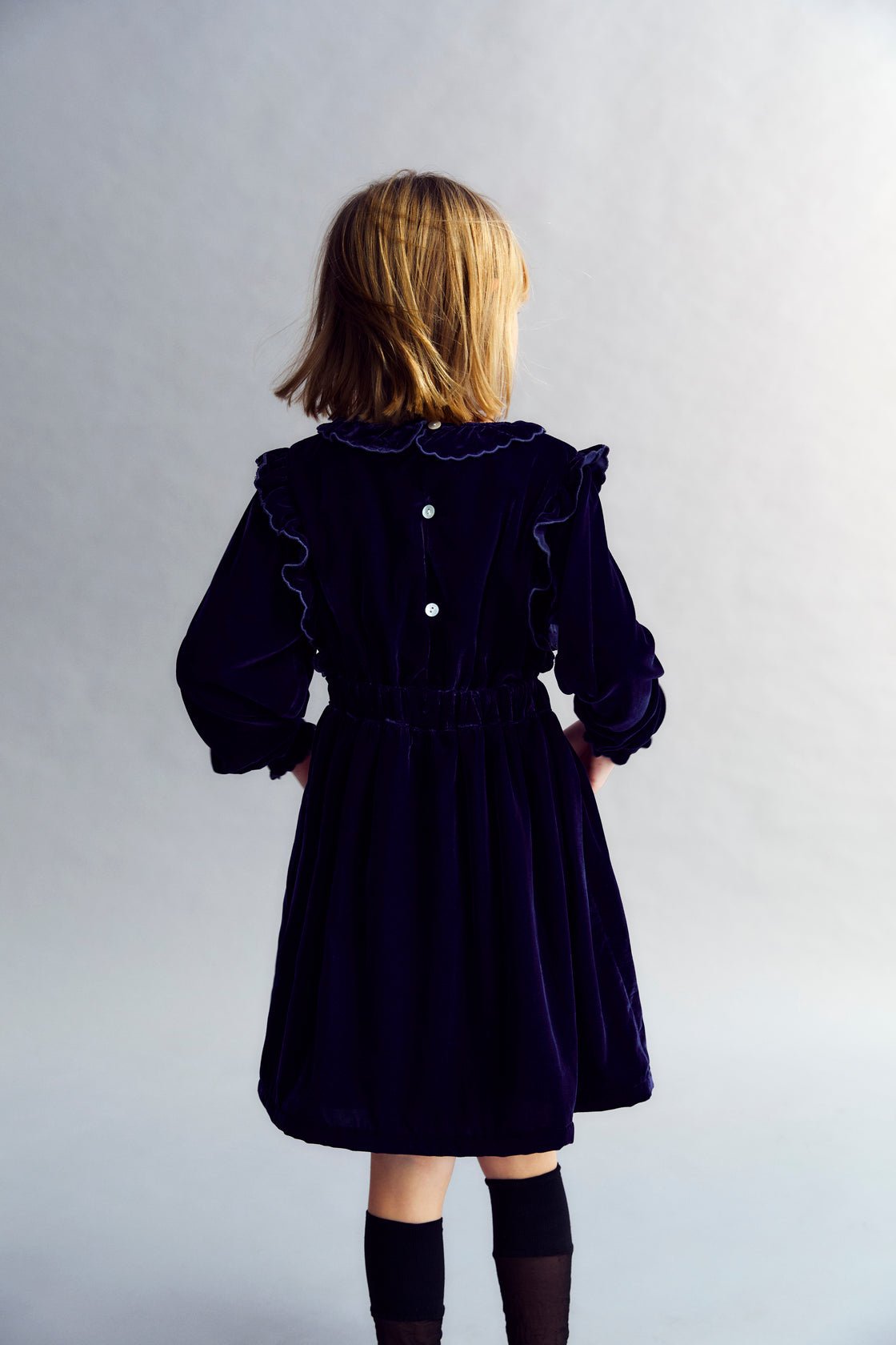 The New Society Abril vestito velluto blu navy bambina