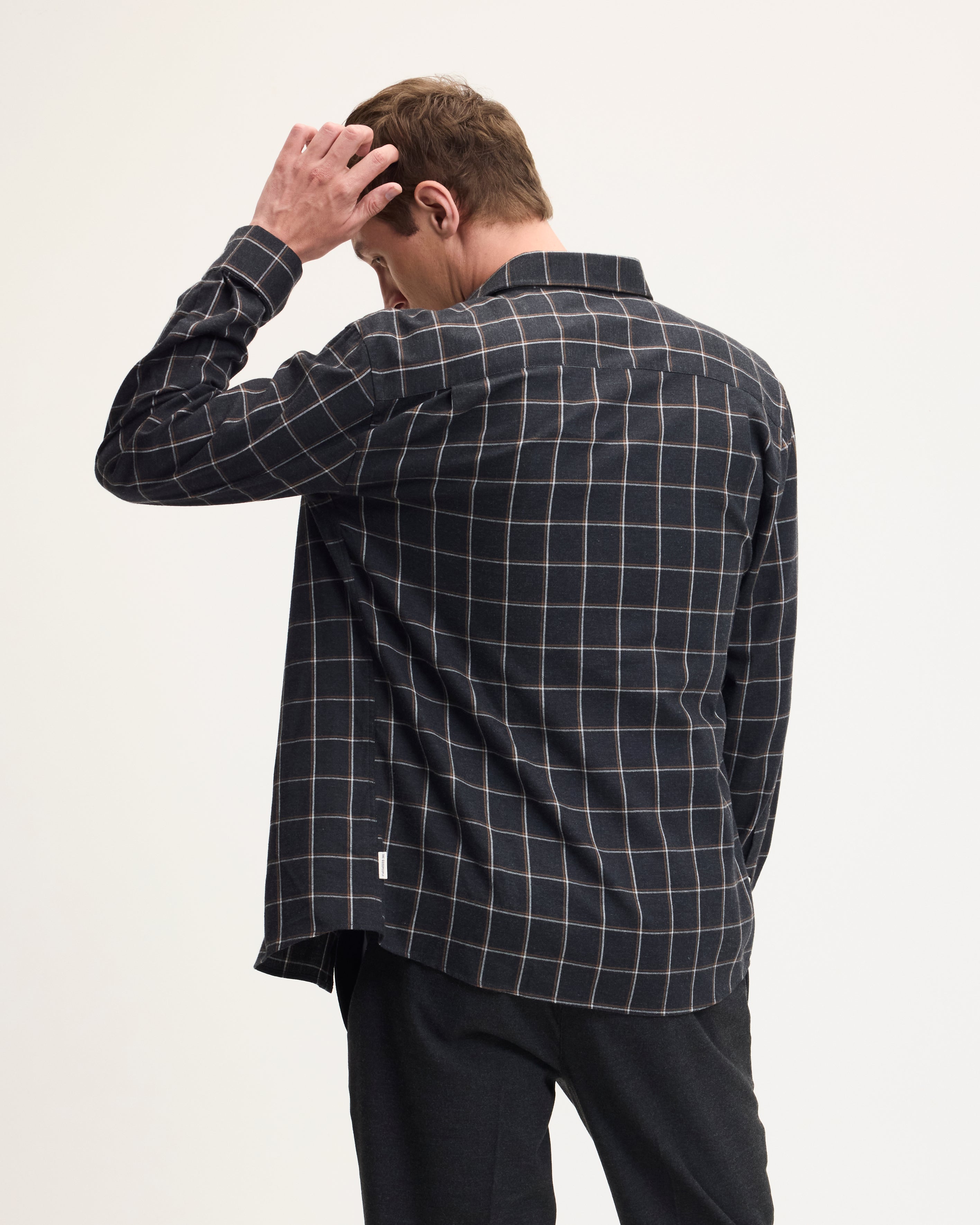 GOODPEOPLE Seinfield camicia a quadri grigio nero cotone