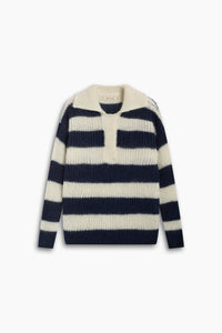 THE NEW SOCIETY Ellie polo lana mohair righe Black Iris