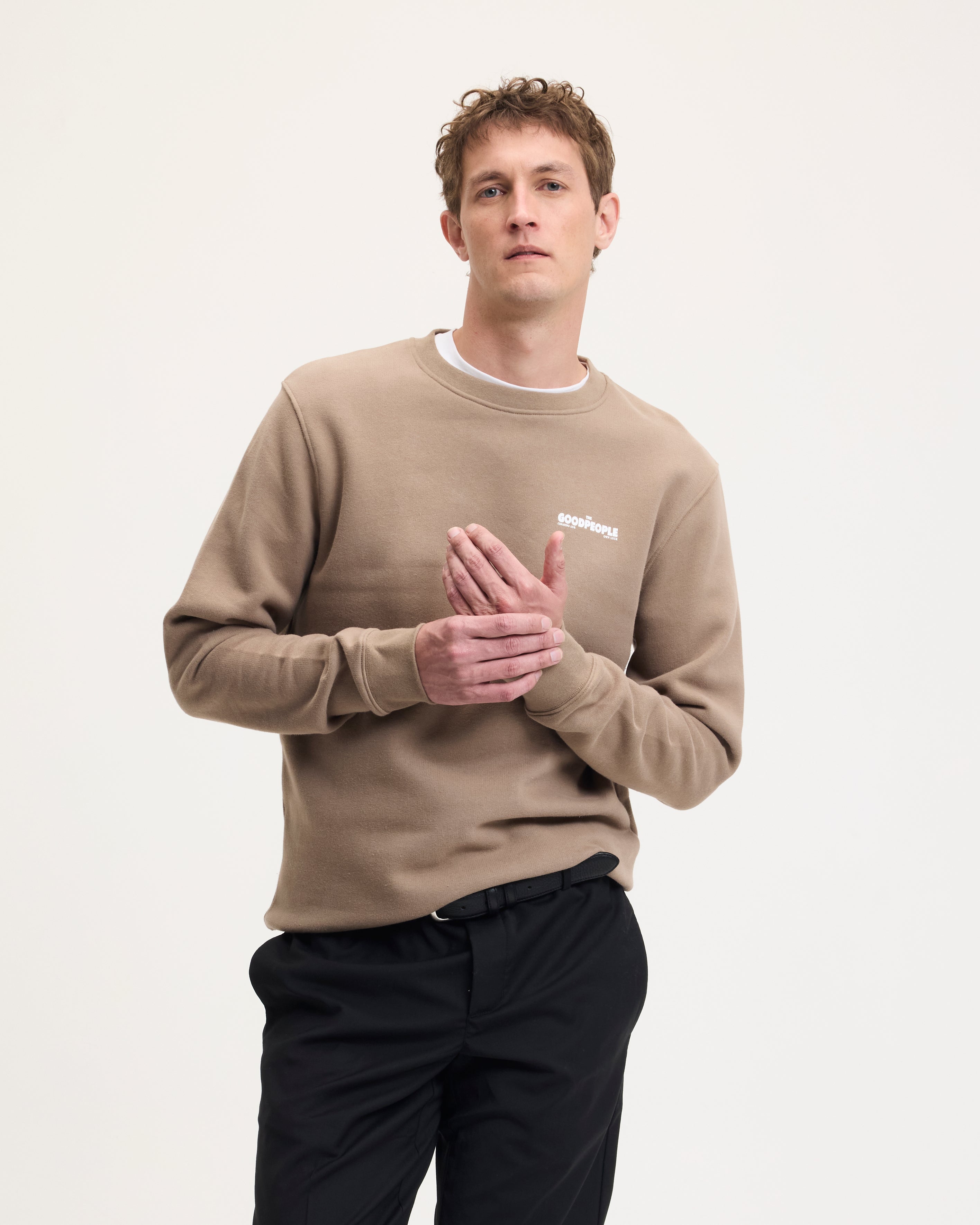 GOODPEOPLE Lito Maglione Cotone Mocca Stampa Dietro