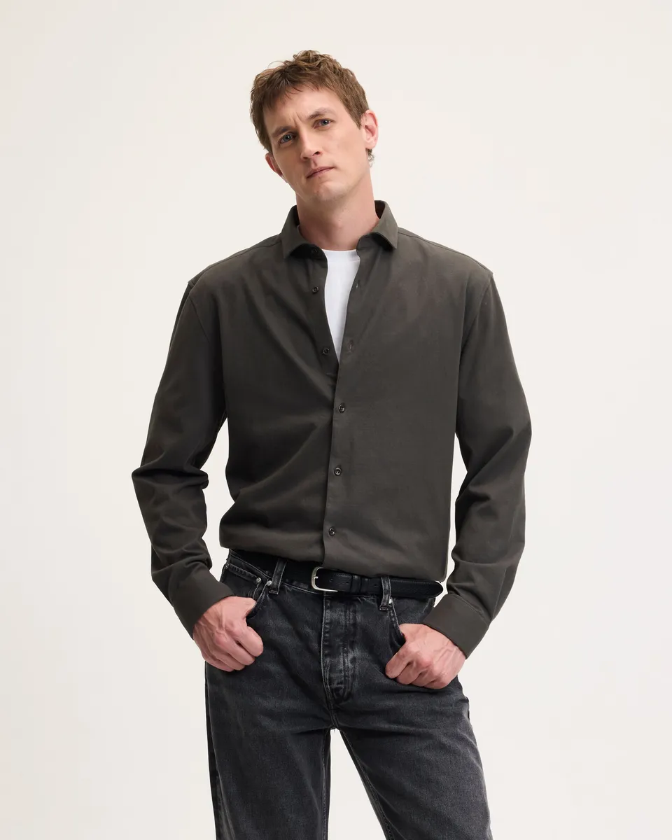 GOODPEOPLE Stirr camicia verde scuro in cotone morbido