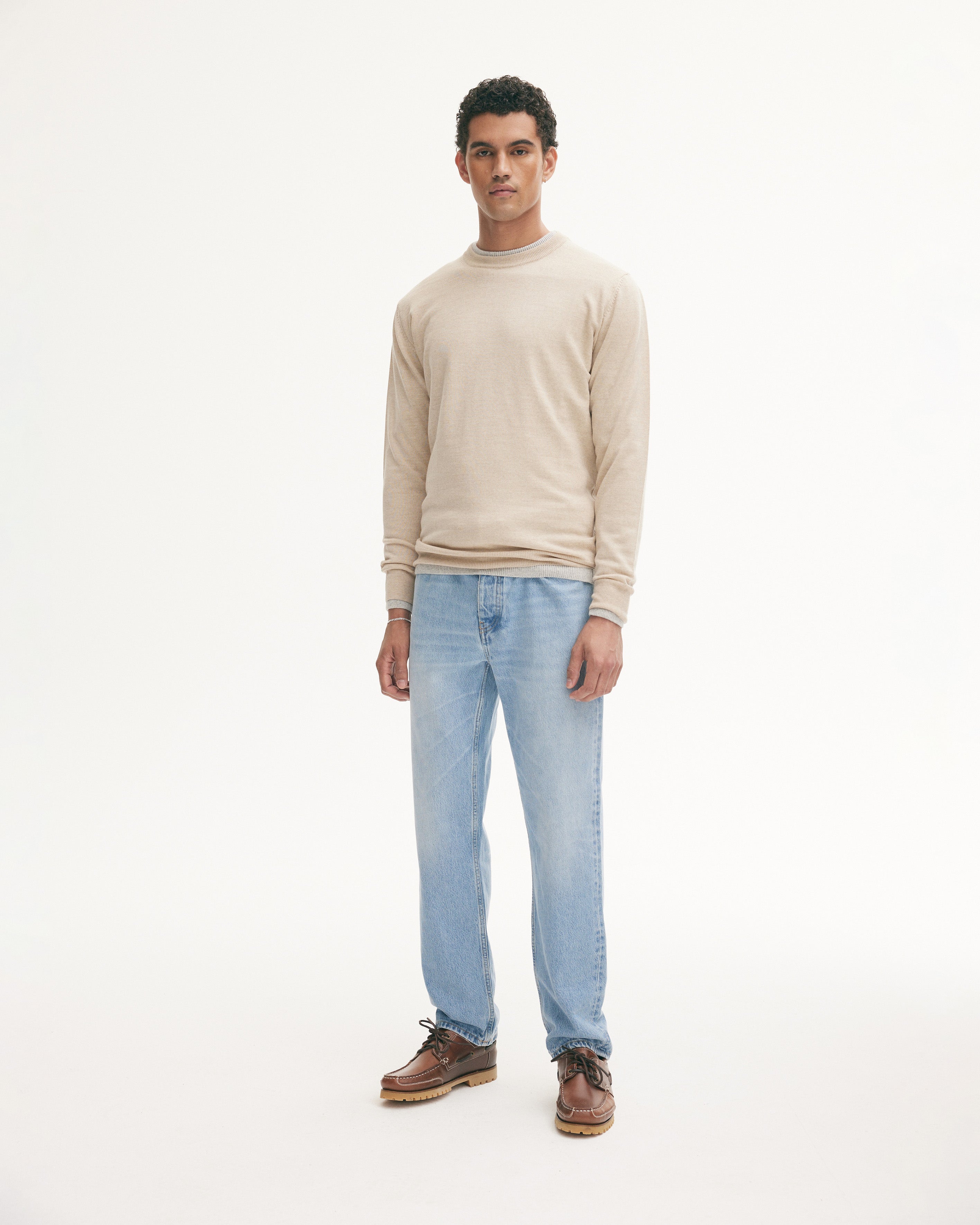 GOODPEOPLE Merino maglione beige lana merino regular