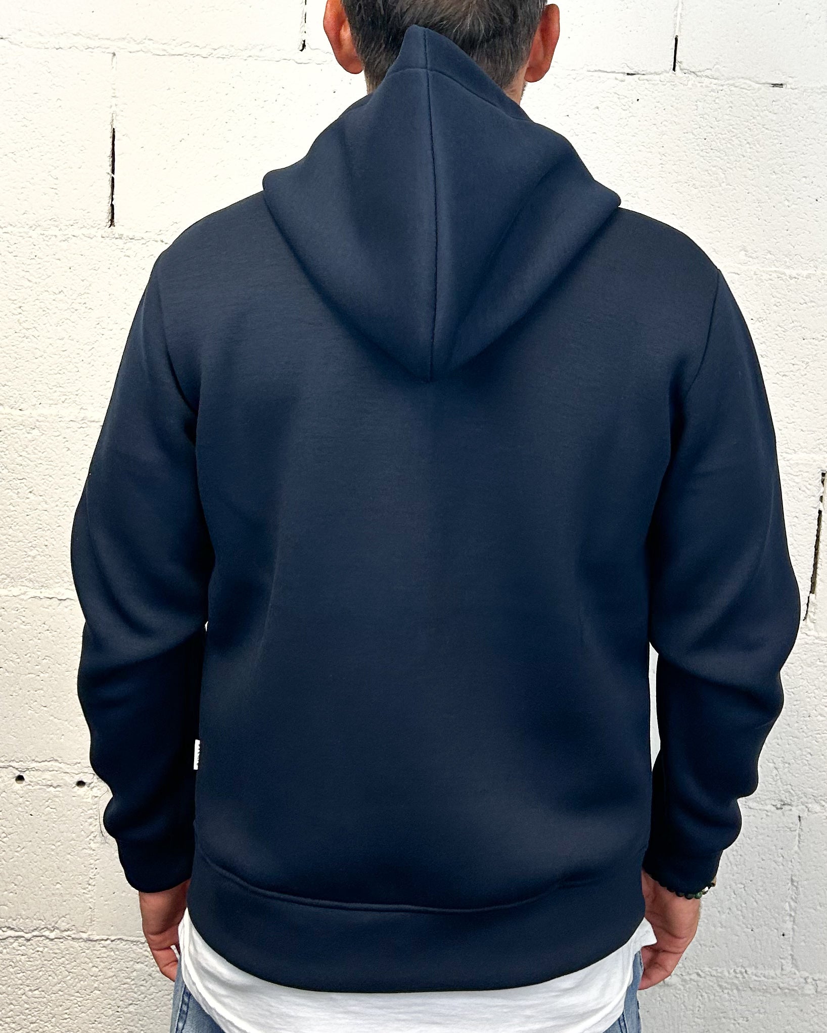 Over-D Zip Cappuccio felpa blu regolare