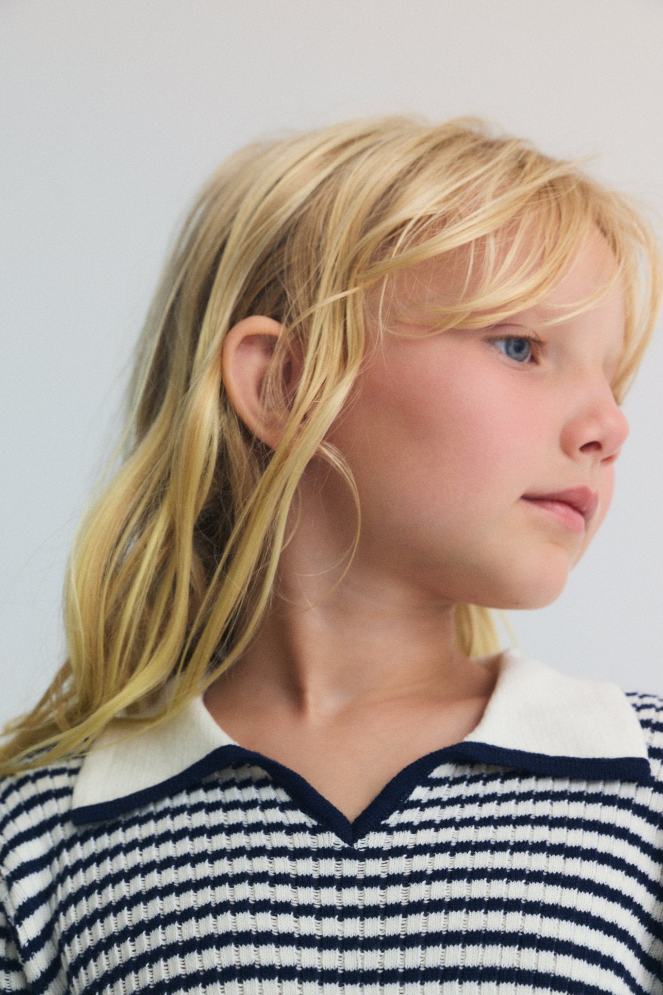 The New Society Azalea polo bambina cotone righe blu