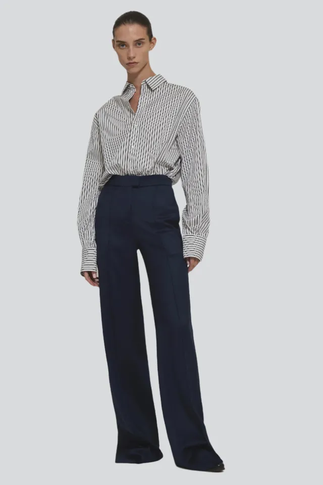Sa Su Phi Andrea pantalone dritto lana blu navy