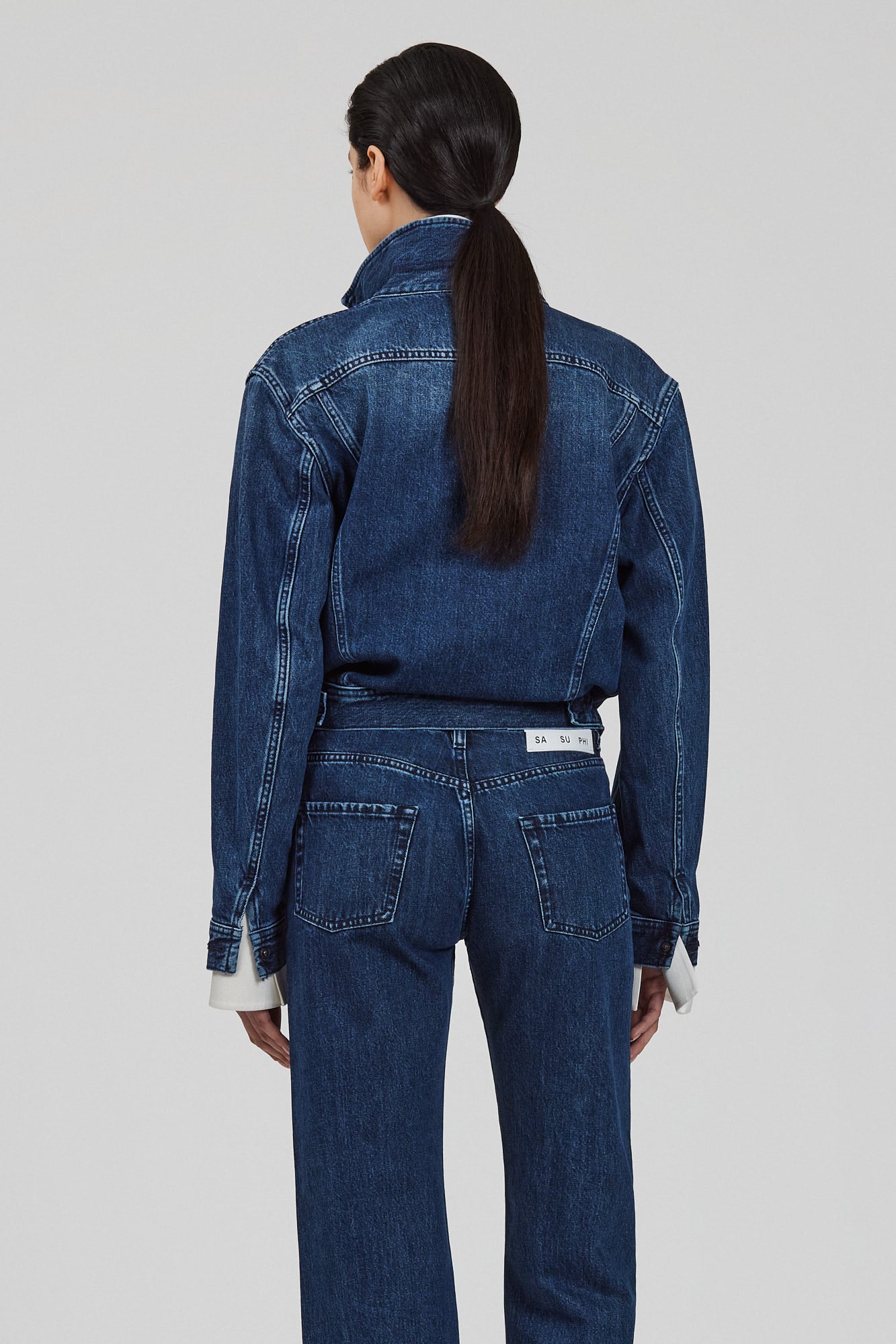Sa Su Phi giacca di jeans boxy grigio chiaro