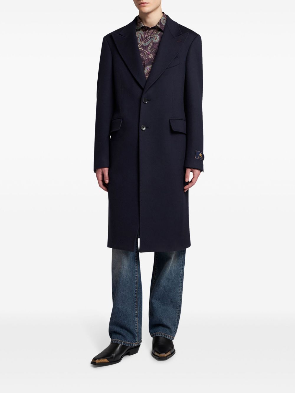 Etro MRAA0013 cappotto cashmere blu navy