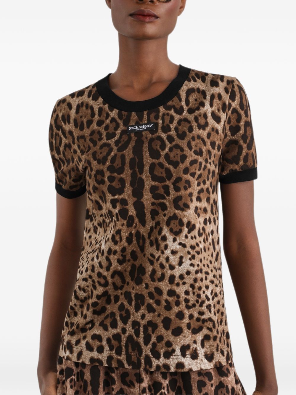 Dolce & Gabbana F8N08TFS78SHY13M t-shirt leopardata donna