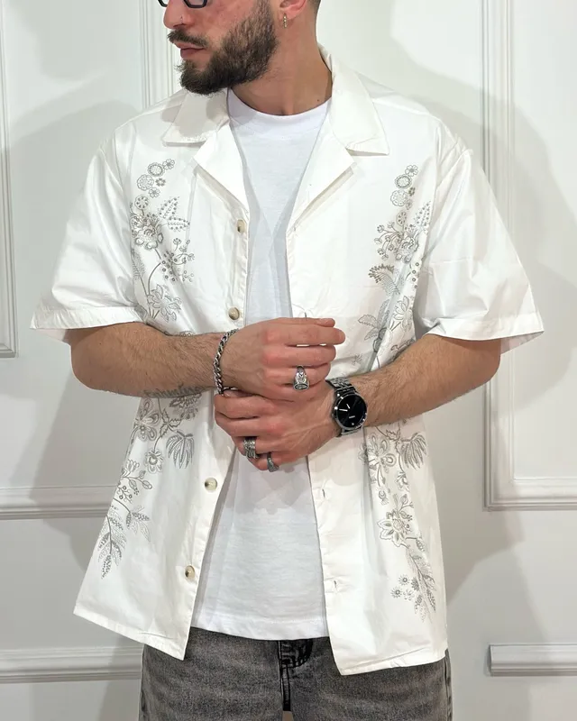 ONLYONE JUST WEST Ricamo camicia manica corta
