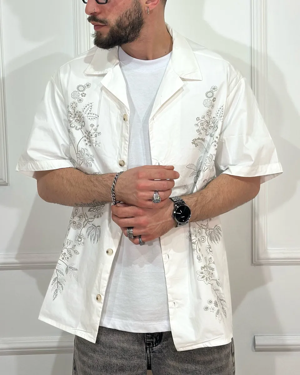 ONLYONE JUST WEST Ricamo camicia manica corta