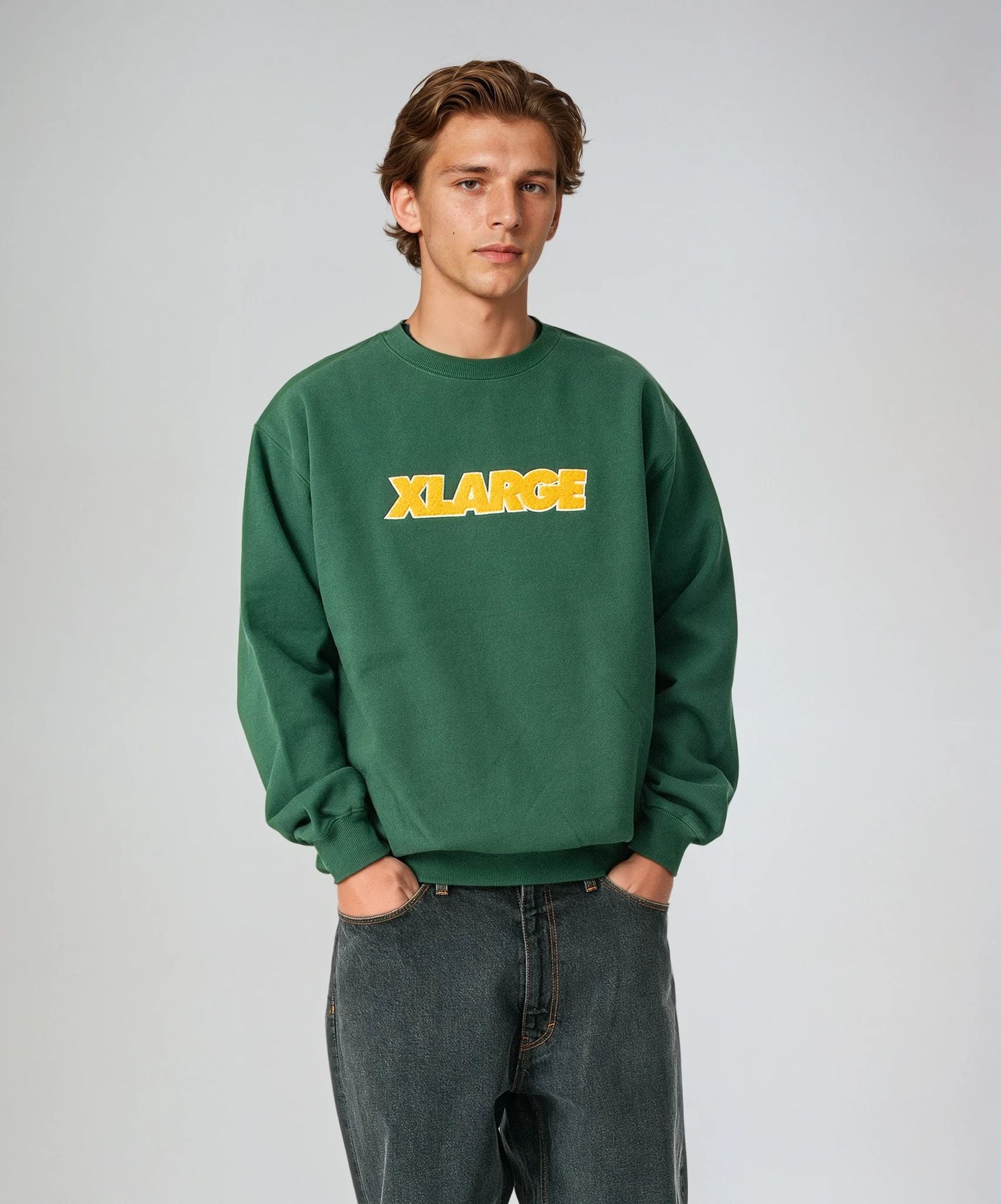 X-Large Chenille Standard Logo felpa girocollo nera cotone