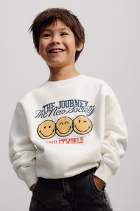 The New Society SmileyWorld felpa teen cotone bianca