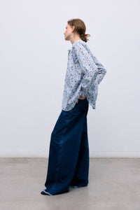 The New Society TNS Denim Pantalone Donna Extra Wide Indaco